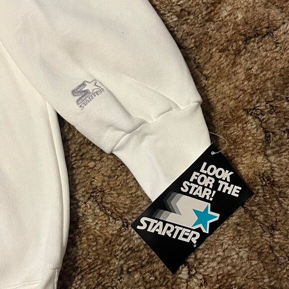 Vintage 90s Starter Blank Crewneck Sweatshirt Mens White Fleece XXLarge NWT - Picture 4 of 7